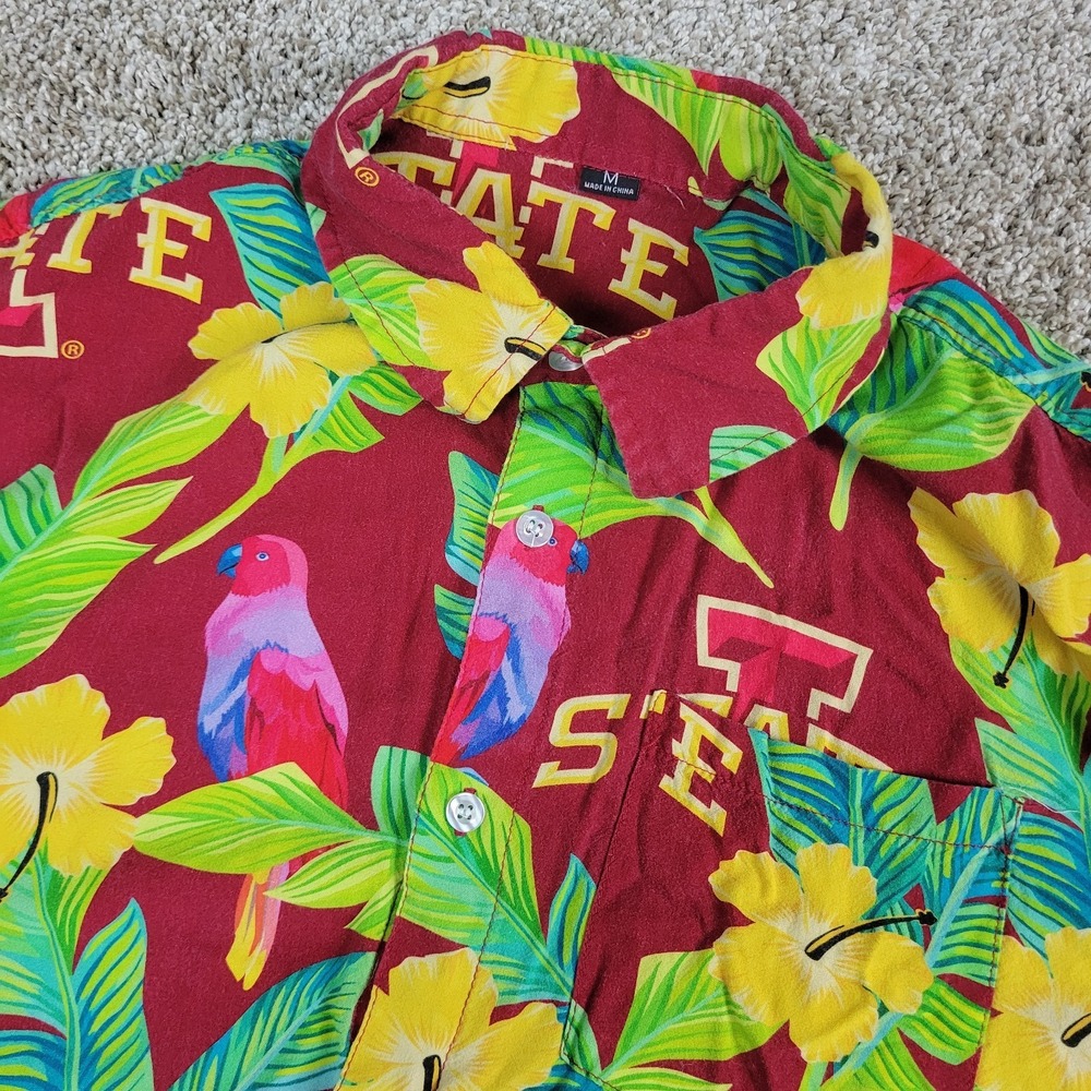 Iowa State Cyclones Mens Medium Multicolor AOP Floral Hawaiian Short Sleeve